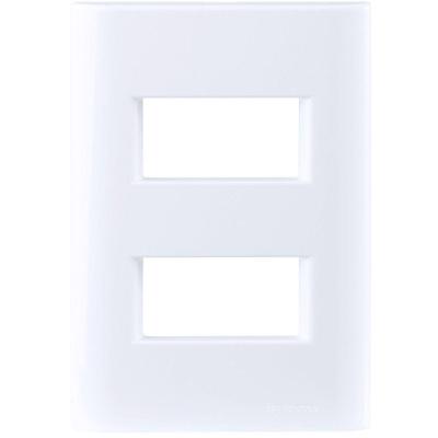 Placa 2 Postos Afastados Giz com Sistema Modular Acabamento Polido Branco Tramontina