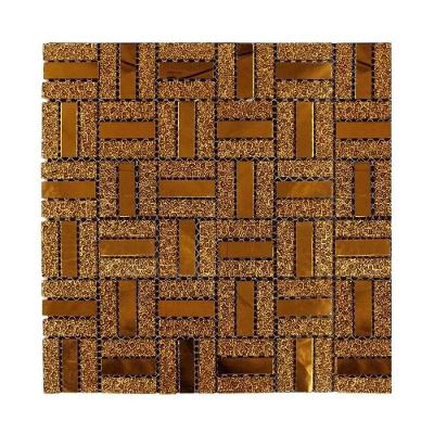 Pastilha de Vidro Adesiva BSL3851 Espelhada Autocolante Dourado AB Mídia