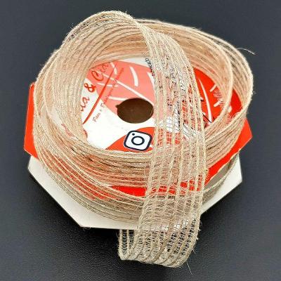 Fita de Juta para Decoração Natalina Juta Natalina para Artesanato com Detalhes Aramados Bege Kit 4