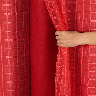 Cortina Blackout Pvc Com Voil Xadrez 2,80m X 1,60m - Vermelho