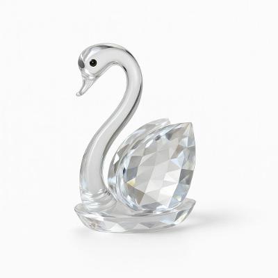 Enfeite Decorativo Cisne de Vidro Lapidado para Decoração de Mesa 9CM com Brilho Facetado