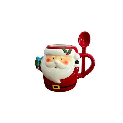 Caneca Decorativa de Natal Noel 700ML com Desenho de Papai Noel em Alto Relevo Branco, Vermelho Tok