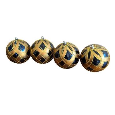 Bolas de Natal Decorativas Jogo Trabalhadas 10 cm Azul Fio Glitter Dourado Cromus