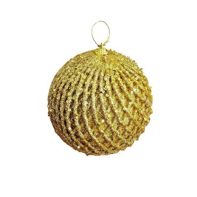 Bola Decorativa de Natal Losangulo Relevo Glitter 15CM com Losangos em Relevo Ouro Tok da Casa