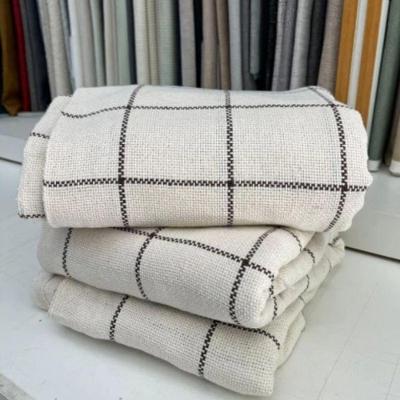 Manta para Sofá 02 Grande 2 e 3 Lugares Algodão 2 e 40x1 e 80 Kit 2 Cru com Preto Panos do Lar