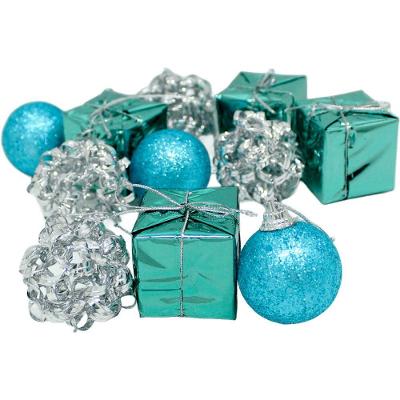 Kit Pendentes de Natal com 44 Enfeites Brilhantes para Árvore Azul Prata Verde