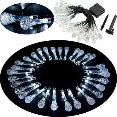 Pisca Cordão Solar Natalino Natalino com 20 Gotas LED 5m para Áreas Externas Branco