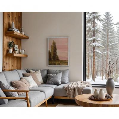 Quadro Decorativo Silêncio Entre Pinheiros Retangular 70x50CM Amadeirado