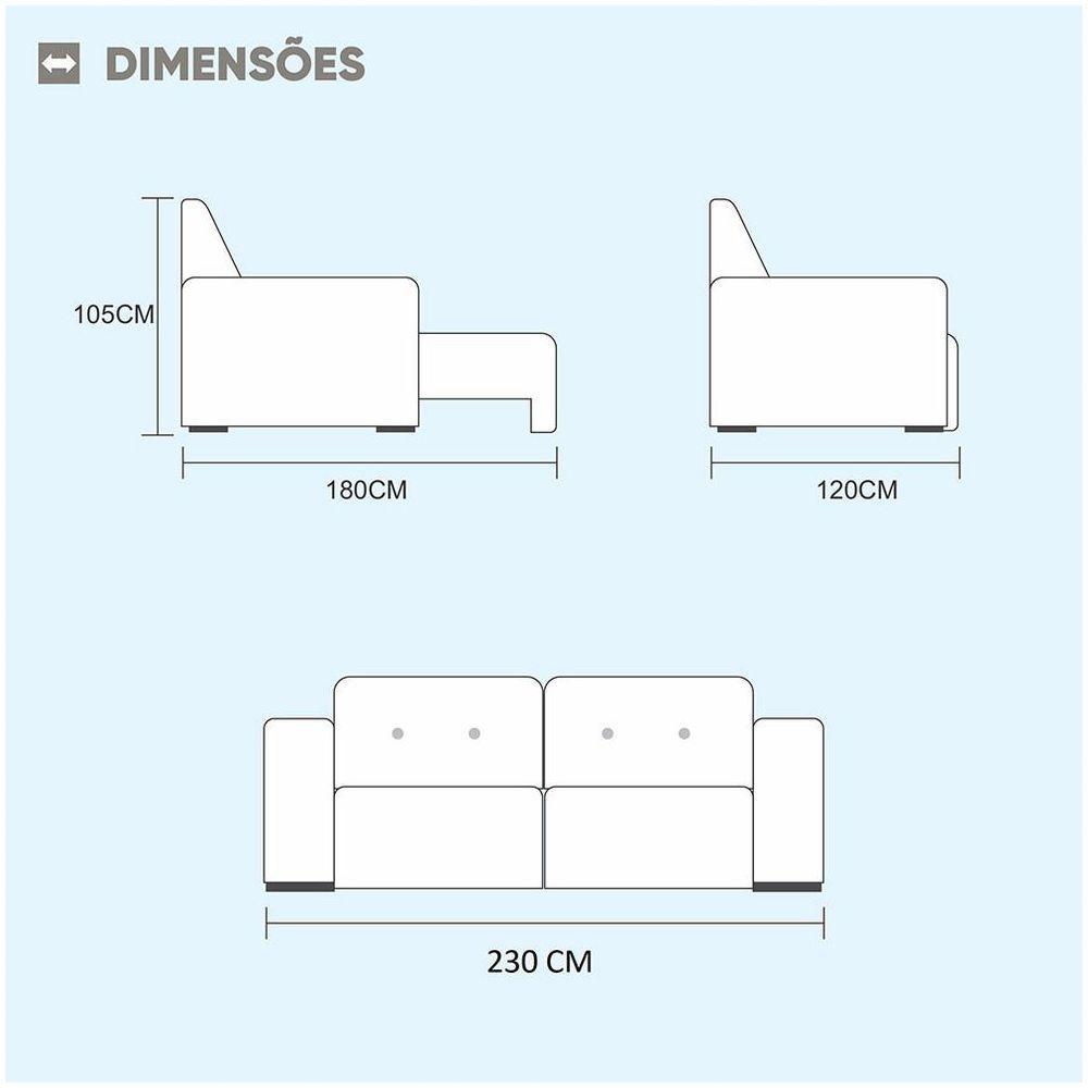 Sofá 3 Lugares Retrátil Bruna 2,30m Veludo - Móveis Mix Marrom Havana - 2