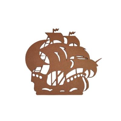 Quadro Decorativo Navio Pirata [F031] em MDF com Fita Dupla Face Branco