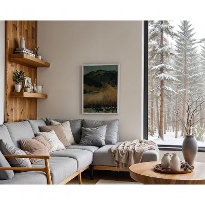 Quadro Decorativo Sussurros do Campo Dourado Retangular 70x50CM Moldura Caixa Branco