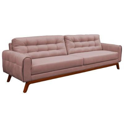 Sofá 3 Lugares Sala de Estar Eros 230cm Veludo Rosê