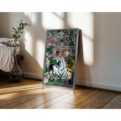 Quadro Decorativo Spray Bunny Retangular 50X70 Branco para Parede