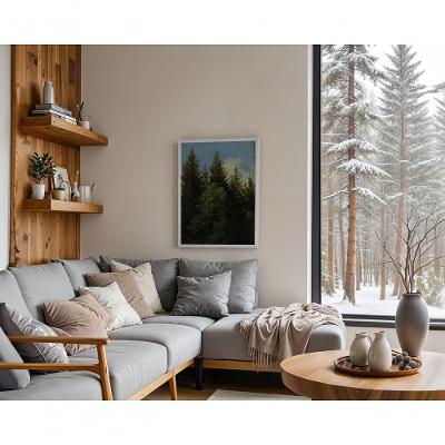 Quadro Decorativo Sinfonia das Folhas Retangular 70x50CM Branco para Decoração de Cozinha