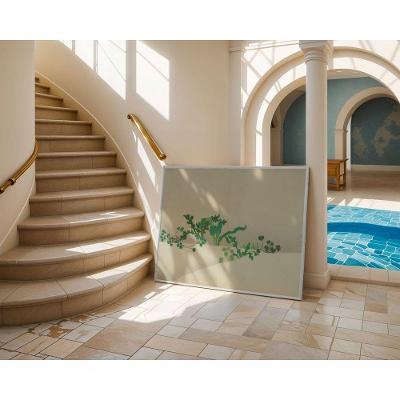 Quadro Decorativo Verde no Vazio Retangular 60X90 com Moldura MDF Caixa Preto