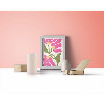 Quadro Decorativo Tulipadelic Retangular 20 X 30 Moldura Amadeirado
