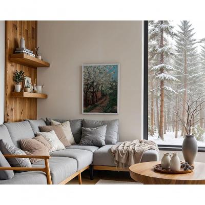 Quadro Decorativo Trilha de Pétalas Retangular 70x50CM Preto para Cozinha