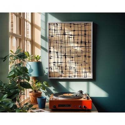 Quadro Decorativo Trama de Conexões Retangular 50x70CM Branco