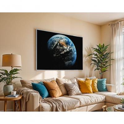 Quadro Decorativo Terra Natureza Retangular 120x50CM com Moldura Preto
