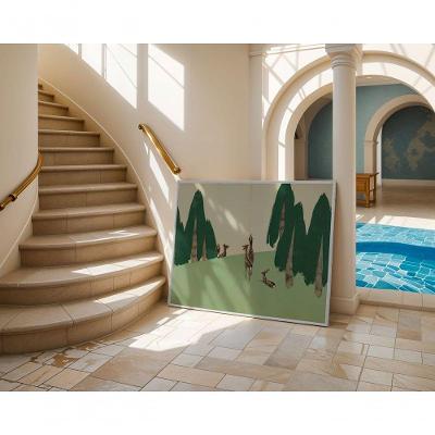 Quadro Decorativo Tempo dos Cervos Sagrados Retangular 60 X 90 com Vidro Preto