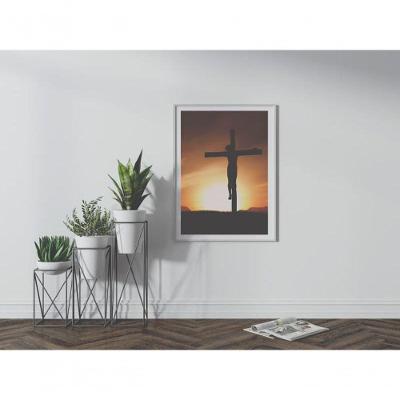 Quadro Religioso Sacrifício de Amor Retangular 50X70 com Moldura Caixa e Vidro Branco