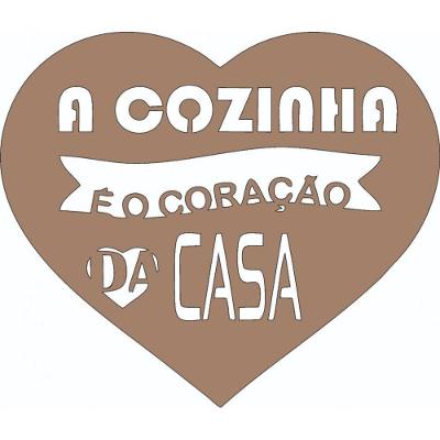 Quadro para Chaves a Cozinha É o Coração da Casa [F031] em MDF 30x25 cm com Corte a Laser Marrom