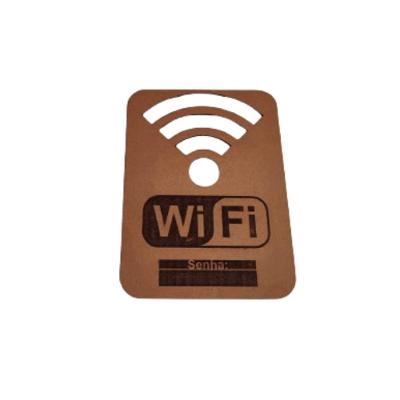 Placa Decorativa Placa Wi-fi M1 Natural [F031] em MDF com Acabamento em Laser Amadeirado Trovarelli