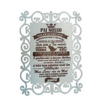 Placa Decorativa Pai Nosso Evangelico MDF 3MM com Fita dupla-face Branco Trovarelli Móveis