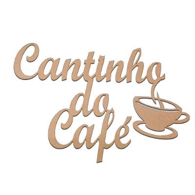 Placa Decorativa Cantinho do Café MDF Natural [F031] 41X26CM Marrom Trovarelli Móveis