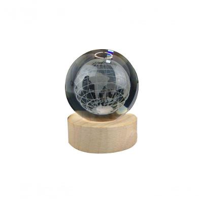 Luminária Abajur USB Planeta Terra Esfera de Vidro 3D LED Planetário Transparente Apex