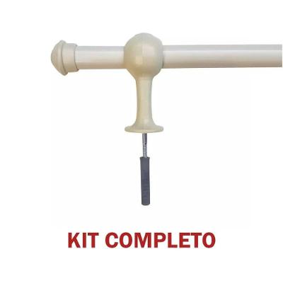 Kit Varão de Madeira para Cortina Simples 2 00m 19mm com Acessórios Completos Bege Palha OEM