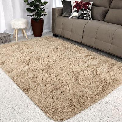 Tapete Sala 2 e 00x1 e 50 Peludo 4 cm de Altura Shaggy Retangular 150x200cm para Sala Bege OEM
