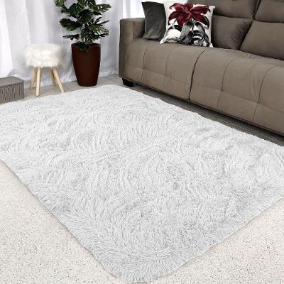 Tapete Sala 2 e 00x1 e 50 Peludo 4 cm de Altura Shaggy Retangular 150x200cm Branco OEM
