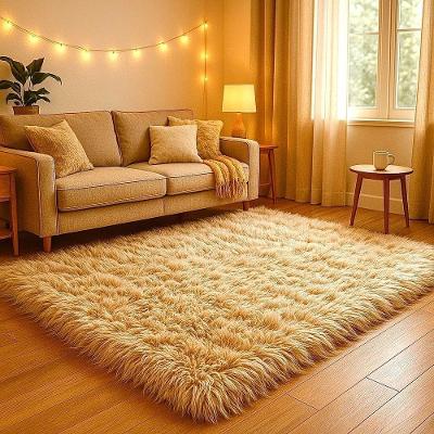Tapete Peludo Felpudo Retangular 150x200cm com Base Antiderrapante para Quarto e Sala Bege OEM