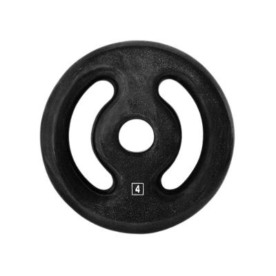 Anilha de Musculação Ferro Fundido Emborrachada com Alça 4kg Preto Anilhas Fitness