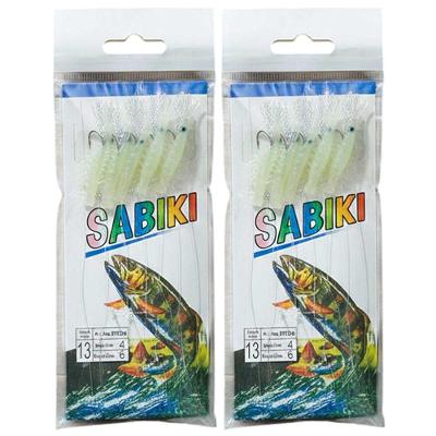 Kit 2 Iscas Artificiais Camarão Sabiki Fluorescente Branco AB Mídia