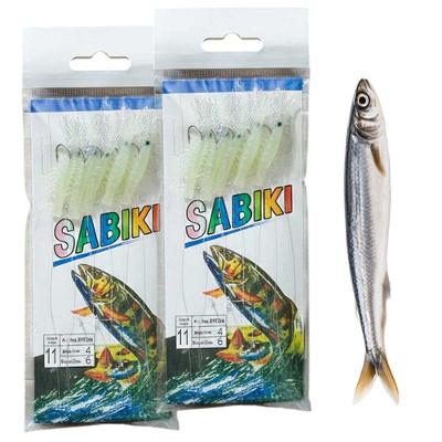 Kit 2 Iscas Camarão Sabiki Fluorescente Pesca Noturna Branco AB Mídia