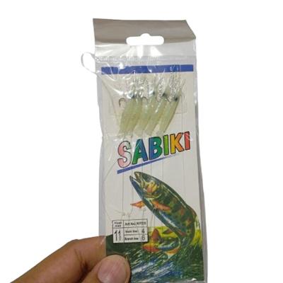 Isca Artificial Sabiki Camarão Fluorescente Kit 5 Pesca Noturna Branco AB Mídia