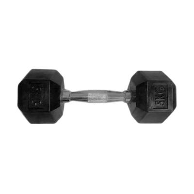 Halter Sextavado Injetado com Pegada Cromada 5,0kg para Treino de Força Anilhas Fitness