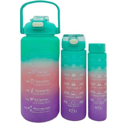 Garrafa de Água Kit para Treino Academia com Frases Motivacionais 2L 900ml 300ml Verde Rosa Roxo