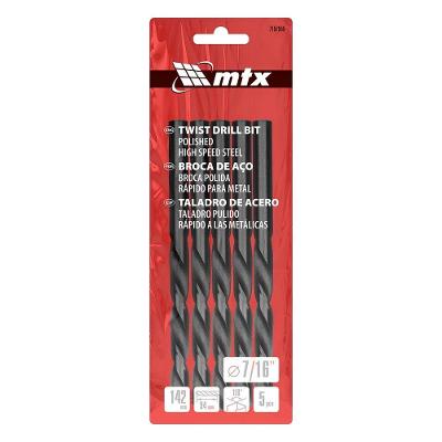 Broca para Metal 7-16'' Hss Aço Rápido Jogo 5 Peças Alta Dureza 62-65 Hrc Vermelho Mtx