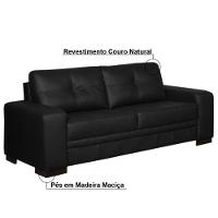 Sofá 3 Lugares 240cm Milano Couro Preto Fosco Gran Belo - 7