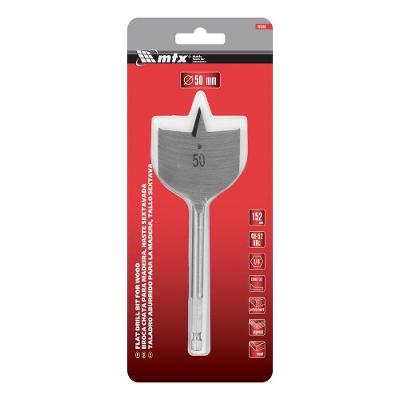 Broca Chata para Madeira 50mm 150mm Aço 45 Haste Hexagonal Vermelho Mtx