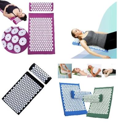 Tapete de Acupuntura para Yoga com Travesseiro Colchonete Kit Funcional Acabamento de Qualidade Azul
