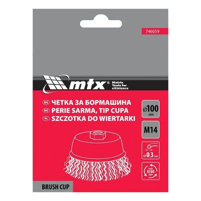 Escova Copo Latonada M14 100mm para Remoção de Ferrugem e Tintas Vermelho MTX