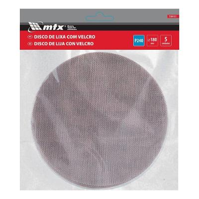 Disco de Lixa Telado com Velcro Grão 240 180mm Kit 5 Peças Vermelho MTX