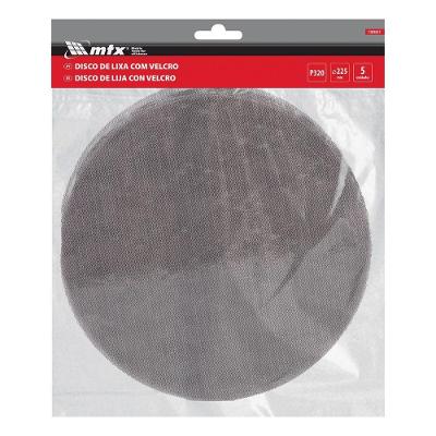 Disco de Lixa Telado Grão 320 Diâmetro 225mm Kit 5 Peças Vermelho MTX
