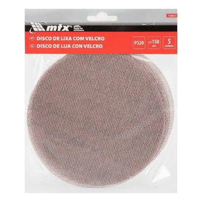 Disco de Lixa Telado com Velcro 150mm Grão 320 5 Unidades Vermelho para Lixamento Fino Mtx