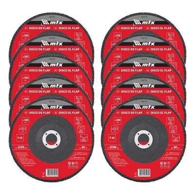 Disco de Desbaste Flap Óxido de Alumínio P40 180x22,2mm para Rebarbação Vermelho MTX
