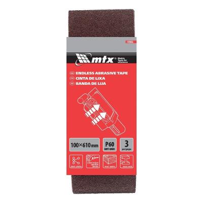 Cinta de Lixa P60 60x610x100mm 3 Unidades Óxido de Alumínio Vermelho Mtx